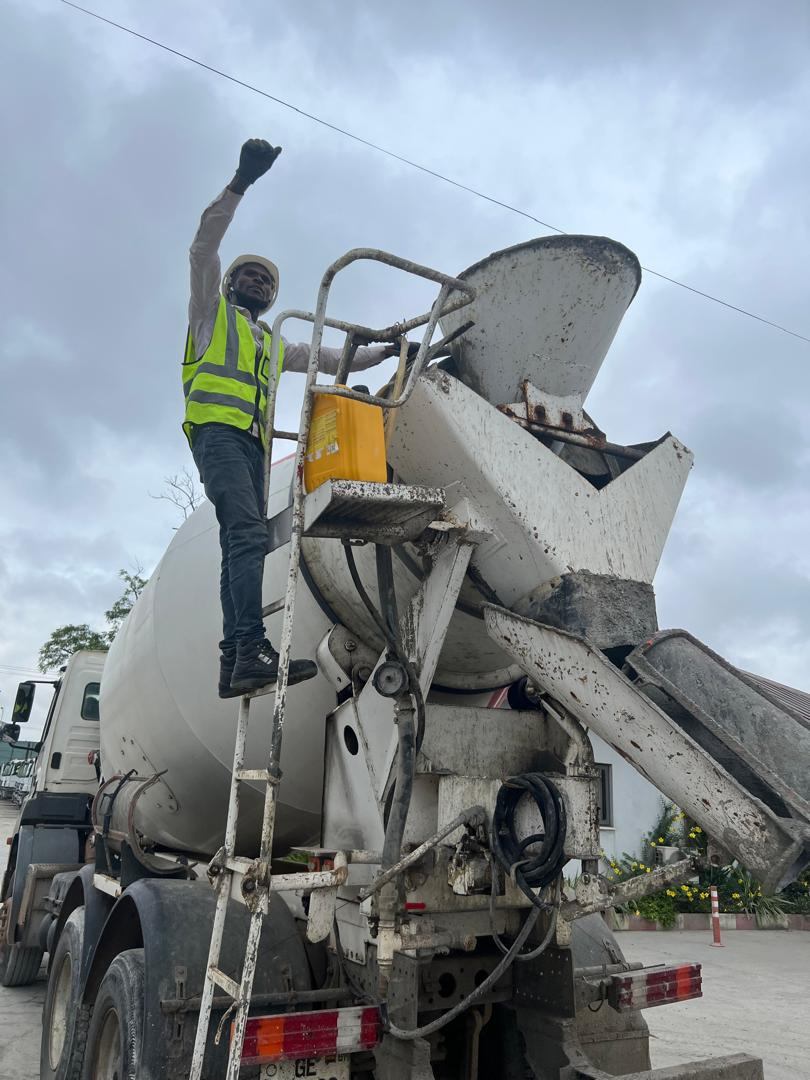 Concrete mixer operations — Shiashie, East Legon